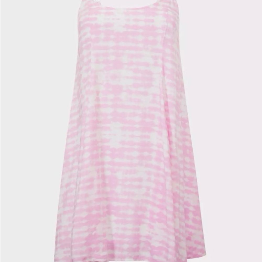 NWOT TORRID 3 Pink Tie-Dye Adjustable Spaghetti Strap Challis Sleeveless Dress